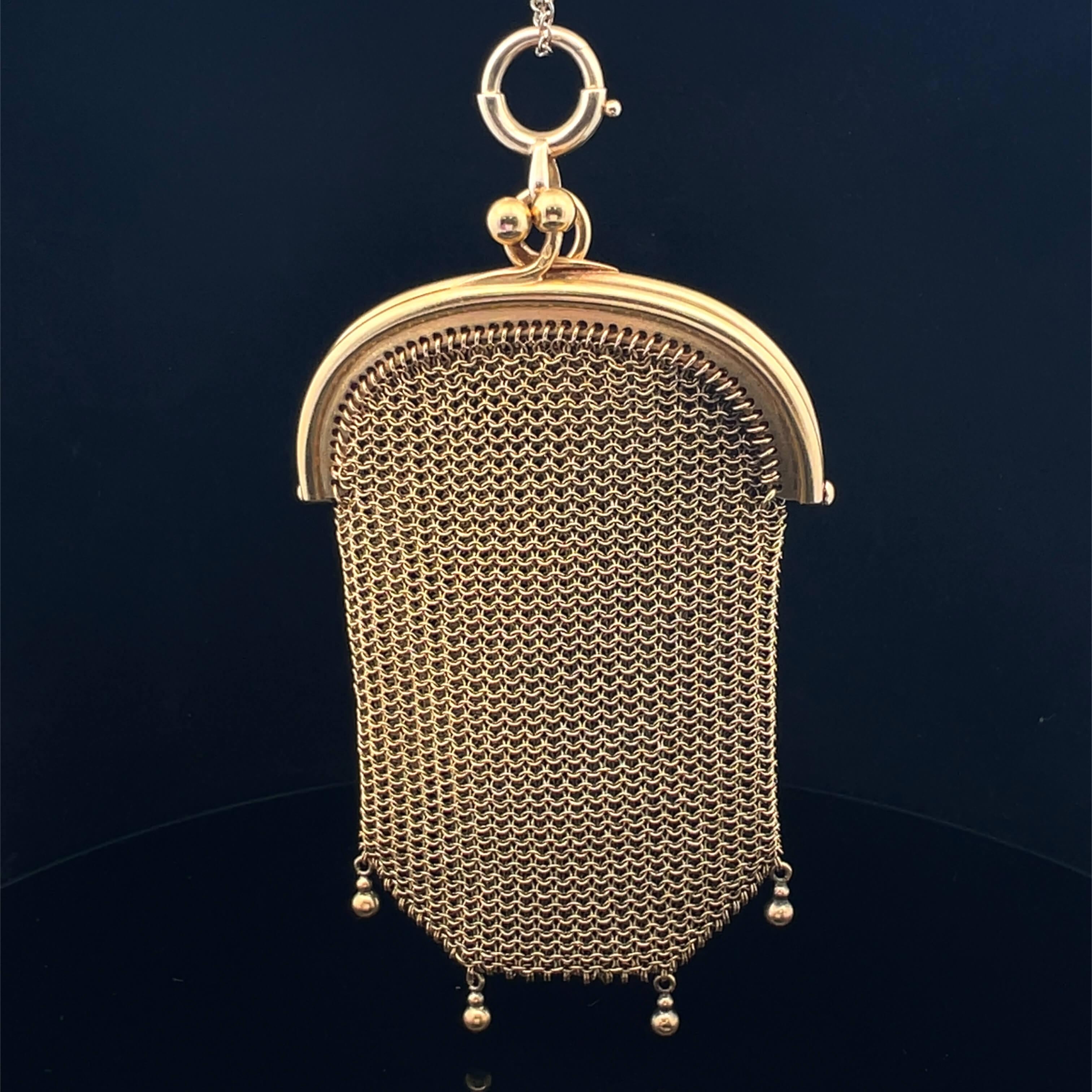 Antique Gold Mesh Coin Purse Circa 1890s en Bueno estado para la venta en ADELAIDE, SA
