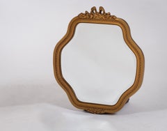 Antique Gold Mirror with Faceted Glass, 1930s