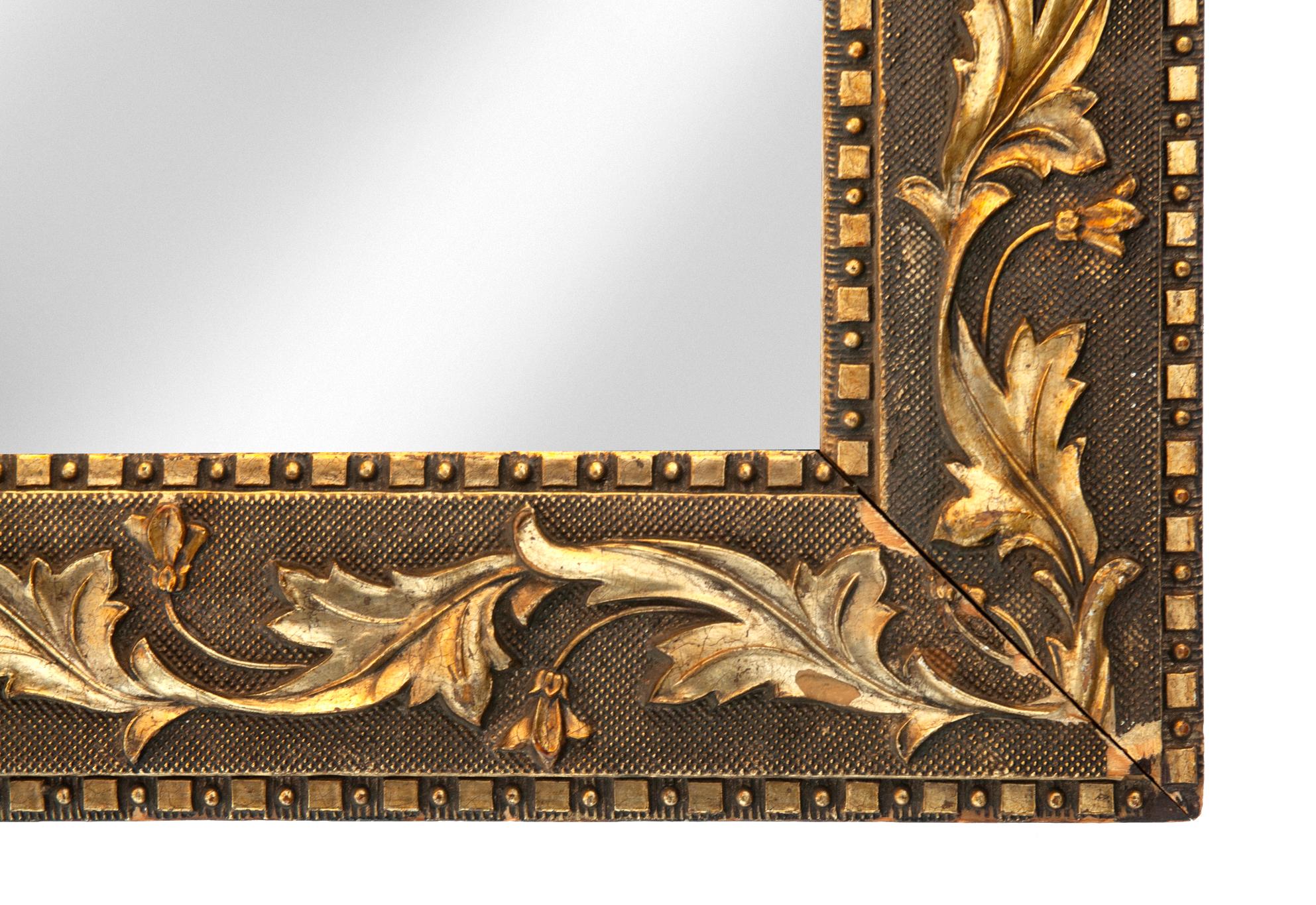 XIXe siècle Mouvement esthétique - Miroir ancien en or avec feuilles dorées en vente