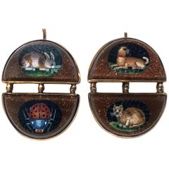 Antique Gold Mosaic Animal Earrings, circa 1875