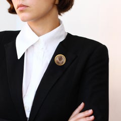 Antique Gold and Mother of Pearl Egyptian Revival Pharaoh Brooch, circa 1930s