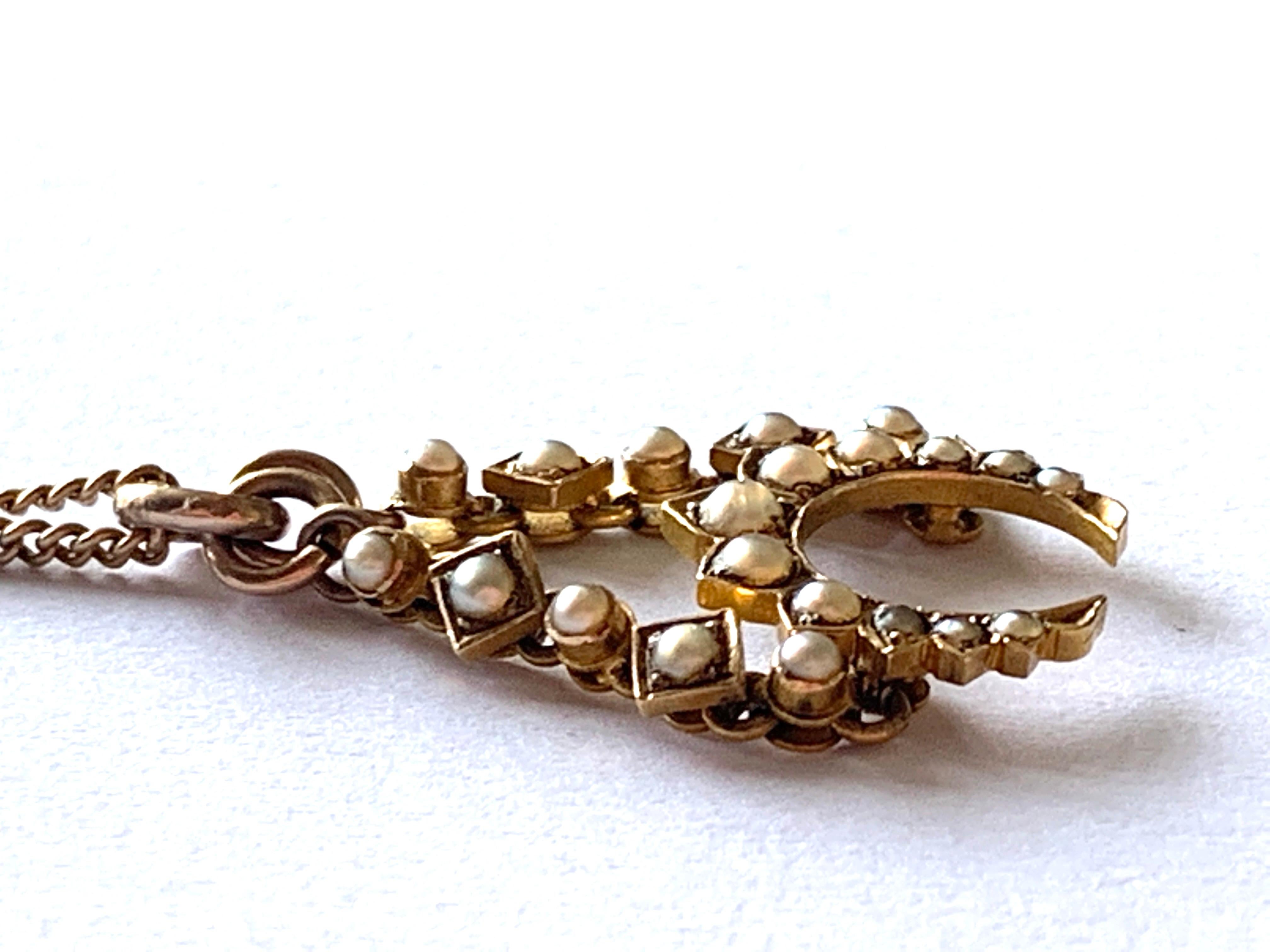 Russian Revival Antique 22ct Gold Pendant  with 9ct Gold Chain For Sale