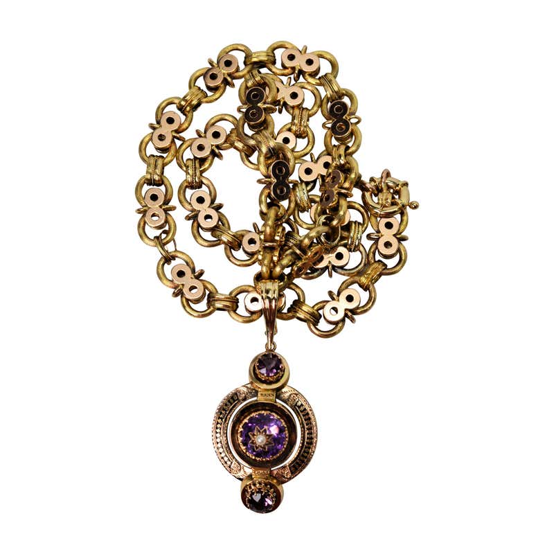 Antique Victorian Amethyst Enhancer, Pendant with natural Pearls, Rose ...