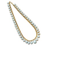 Antique Gold Necklace with Aquamarine