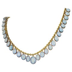 Antique Gold Necklace with Aquamarine