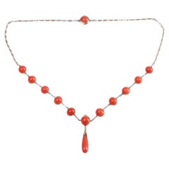 Retro gold necklace with corals, Italy, mid-20th century.