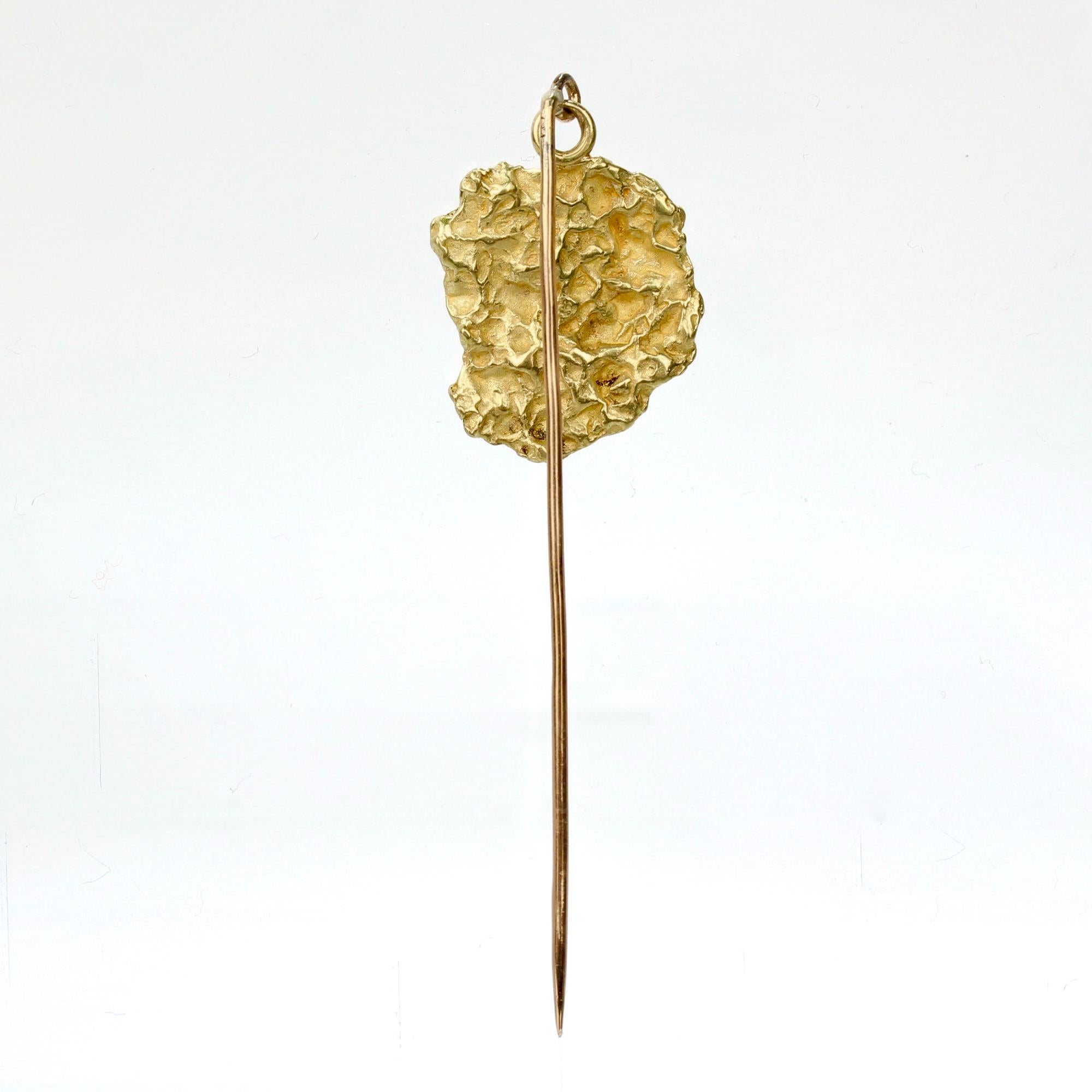 Women's or Men's Antique Gold Nugget Stick Pin For Sale