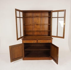 Antique Gold Oak Cabinet Bookcase, Display Cabinet, Scotland 1910, B2471