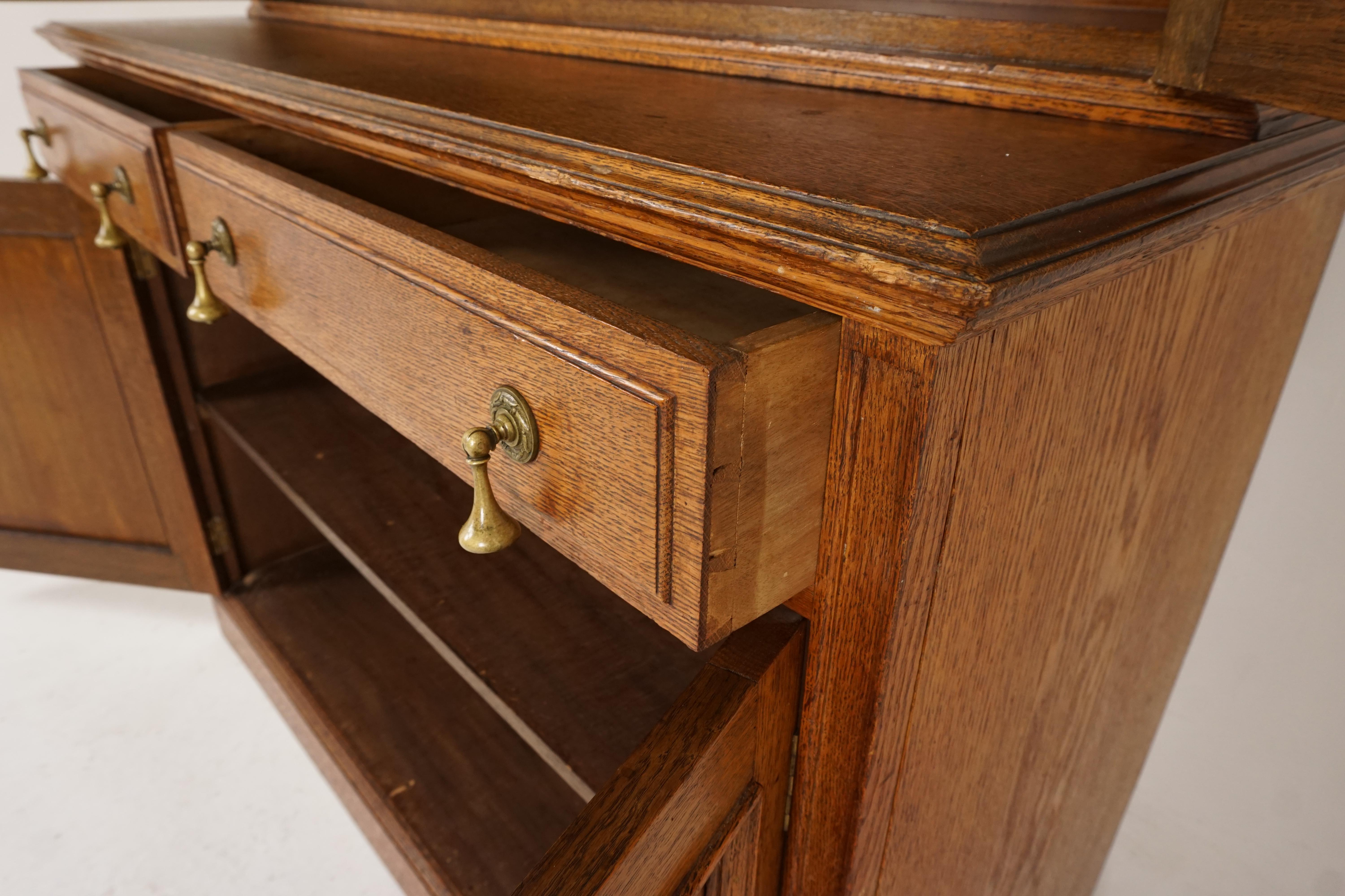 Scottish Antique Gold Oak Cabinet Bookcase, Display Cabinet, Scotland 1910, B2471