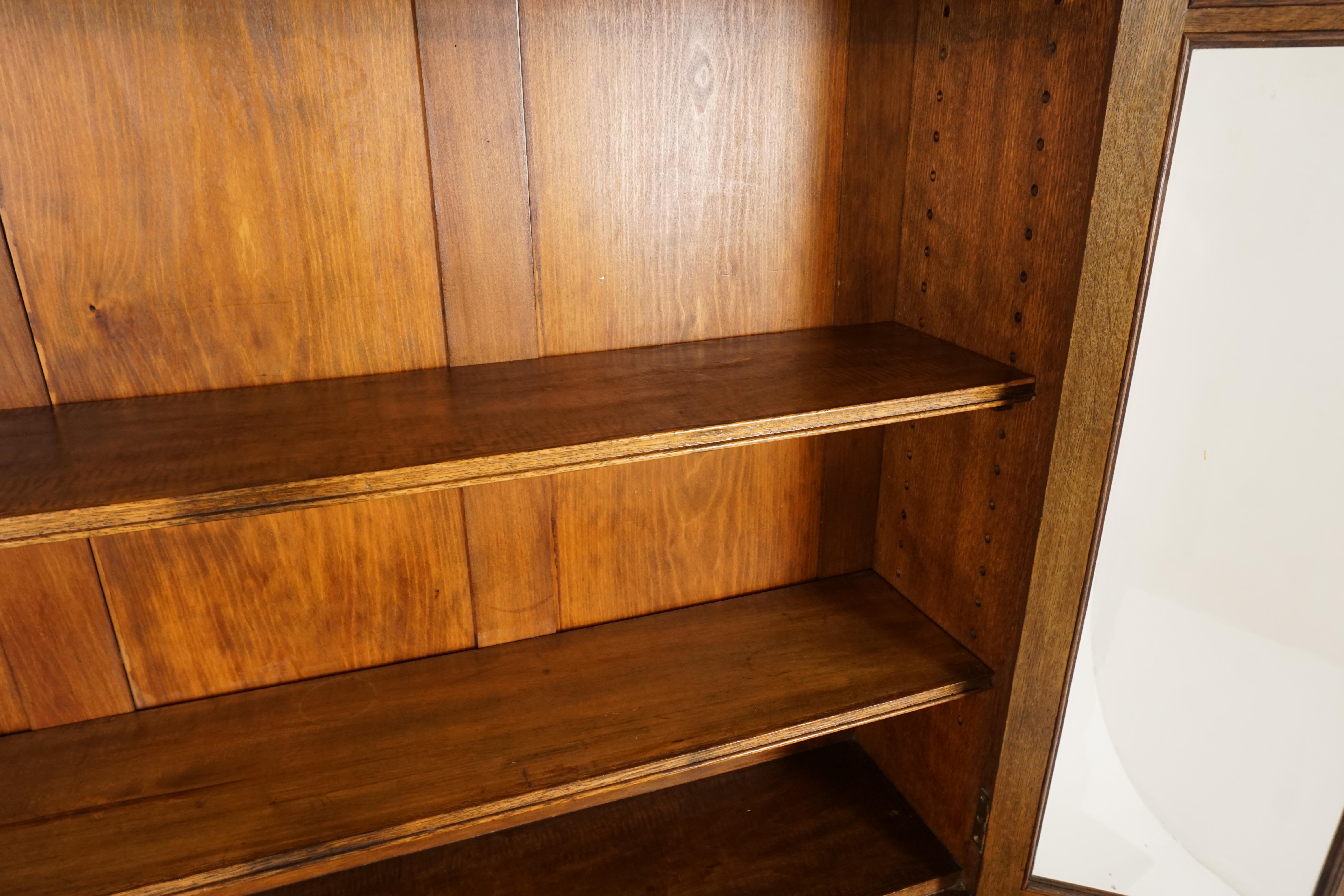 Hand-Crafted Antique Gold Oak Cabinet Bookcase, Display Cabinet, Scotland 1910, B2471