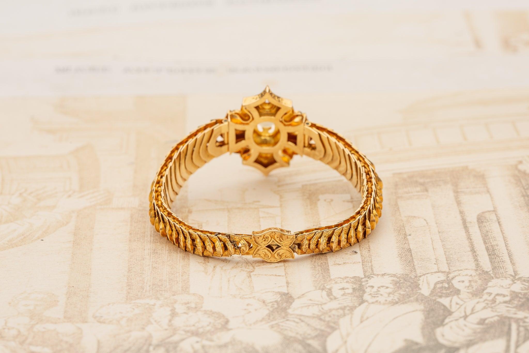 Antique Gold Opal and Diamond Bracelet Victorian 19th Century Ladies 21K Heavy In Excellent Condition For Sale In London, GB