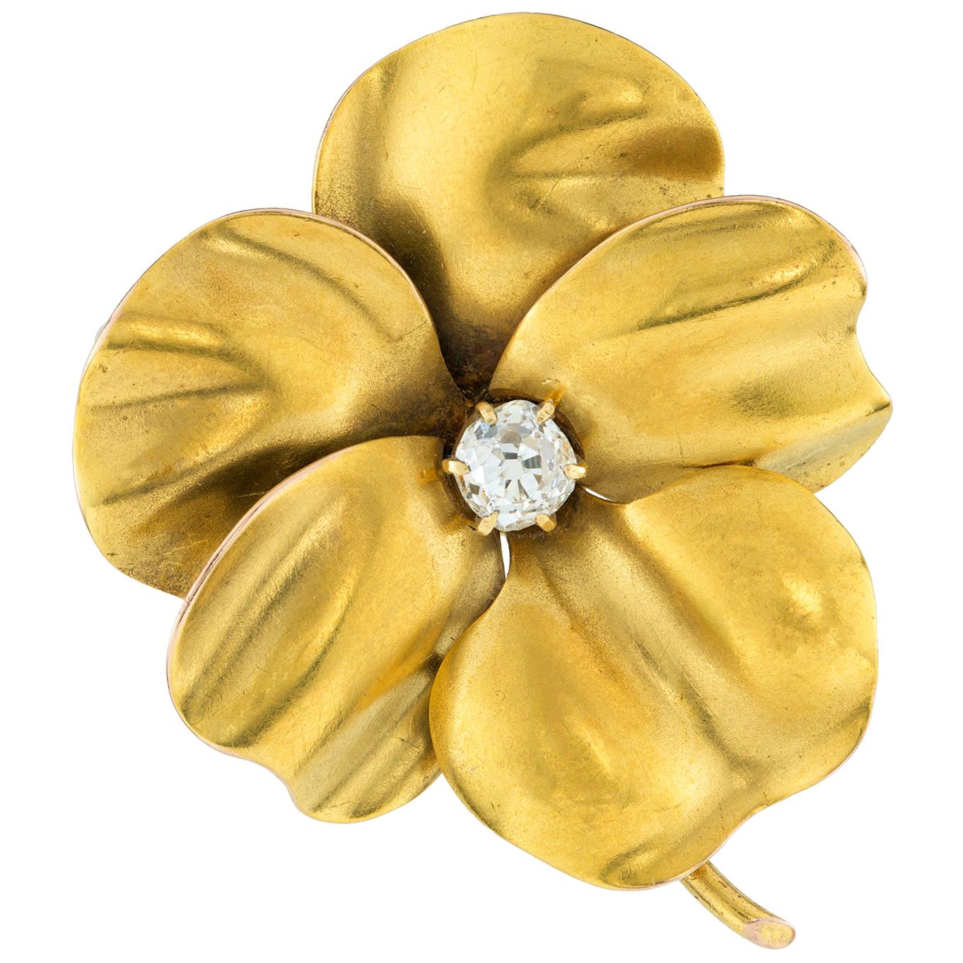 Antique Gold Pansy Brooch
