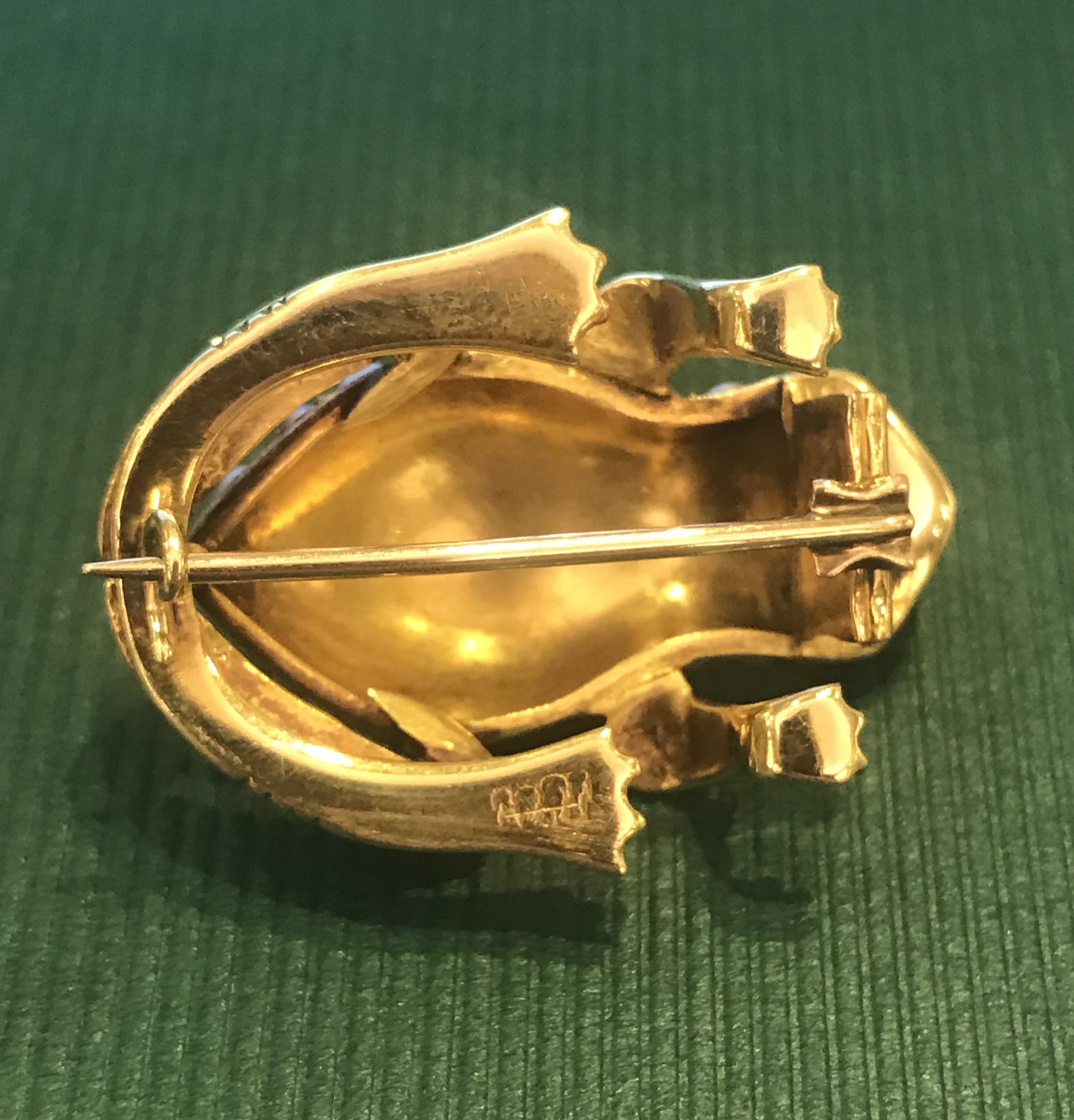 Broche grenouille ancienne en or, perles et rubis, c. 1900 en vente 2
