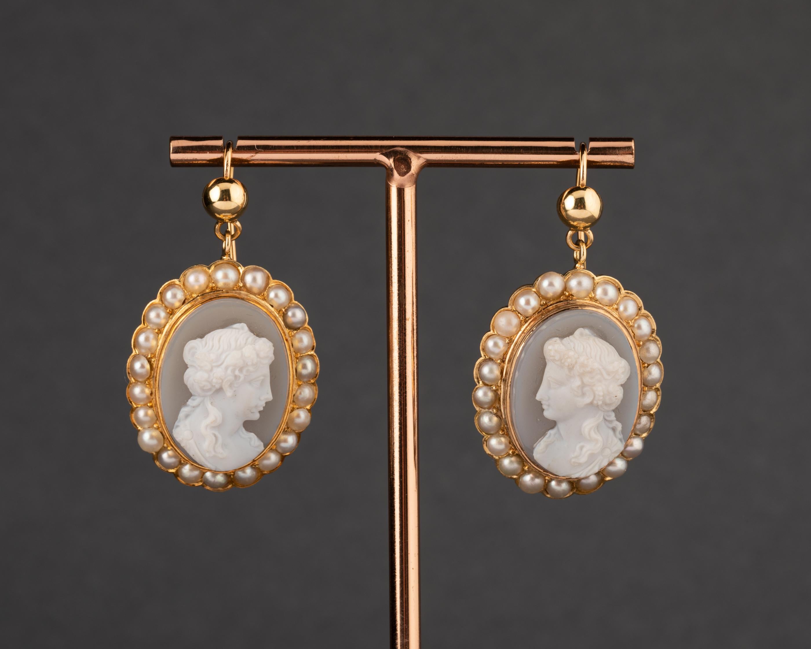 antique cameo earrings gold