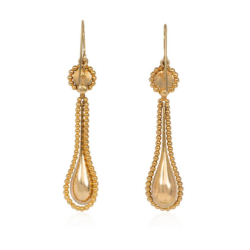 Antique Gold Pendant Earrings with StarSet Emerald and Diamond Drops