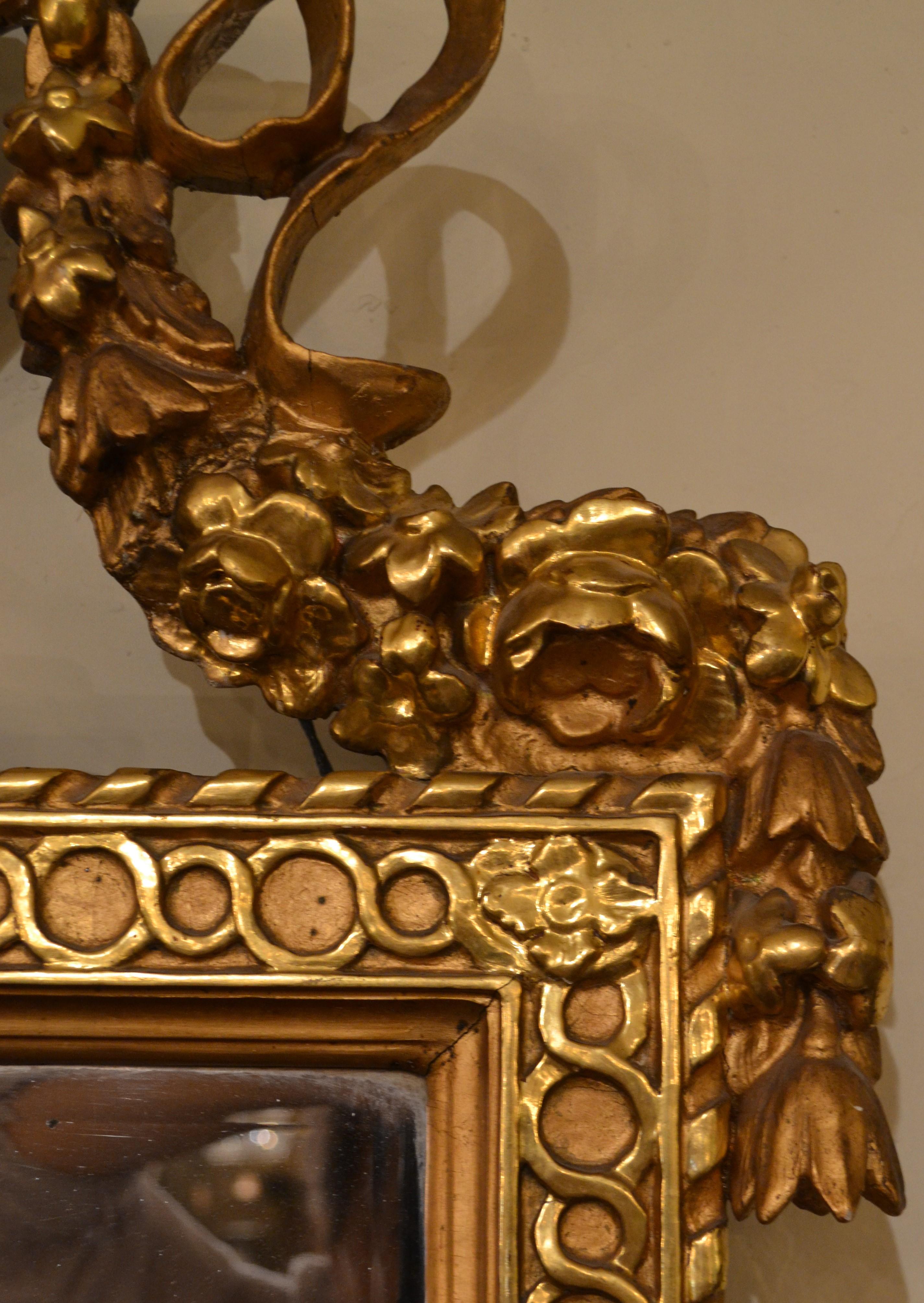 XIXe siècle Miroir de pilier ancien en or en vente