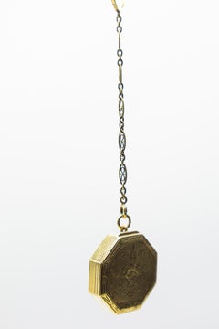 Antique Gold Pill Box/Powder Box Pendent Necklace