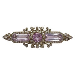 Antique Gold, Pink Topaz, and Diamond Brooch