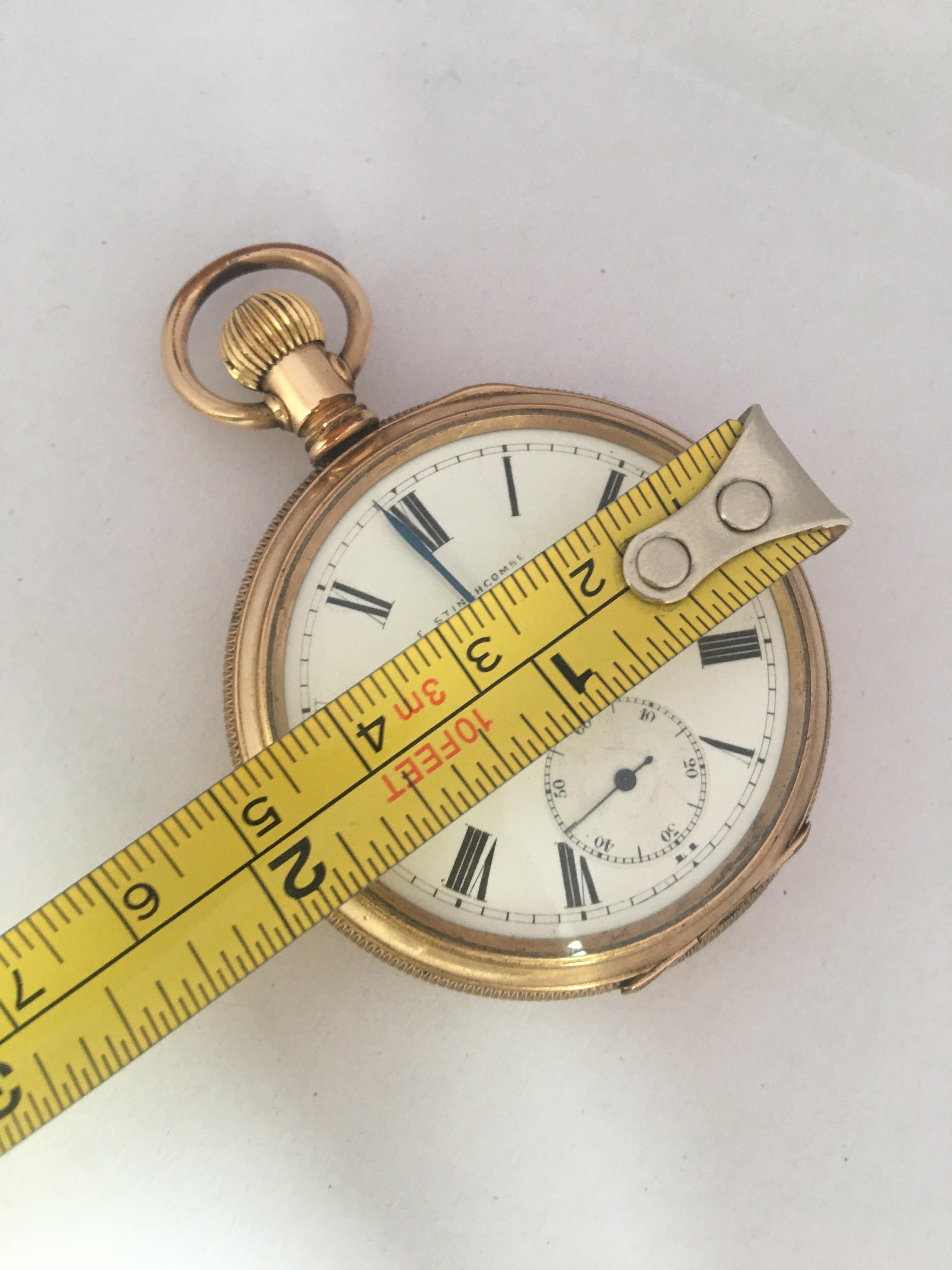 Antique Gold Plate Hand Winding Lever Pocket Watch For Sale 2