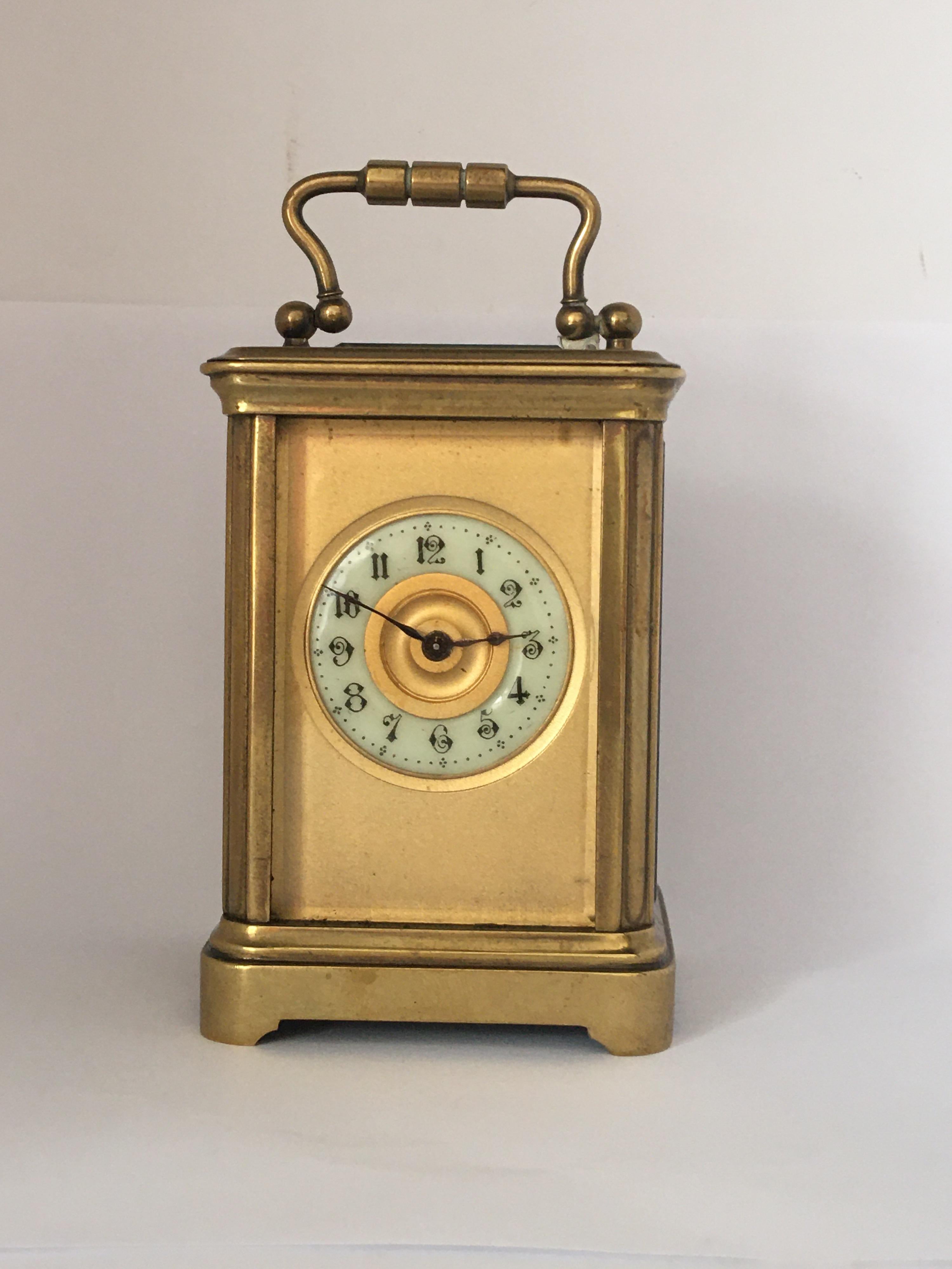 Antique Gold Plated and Glass Casing Miniature French Carriage Clock 5