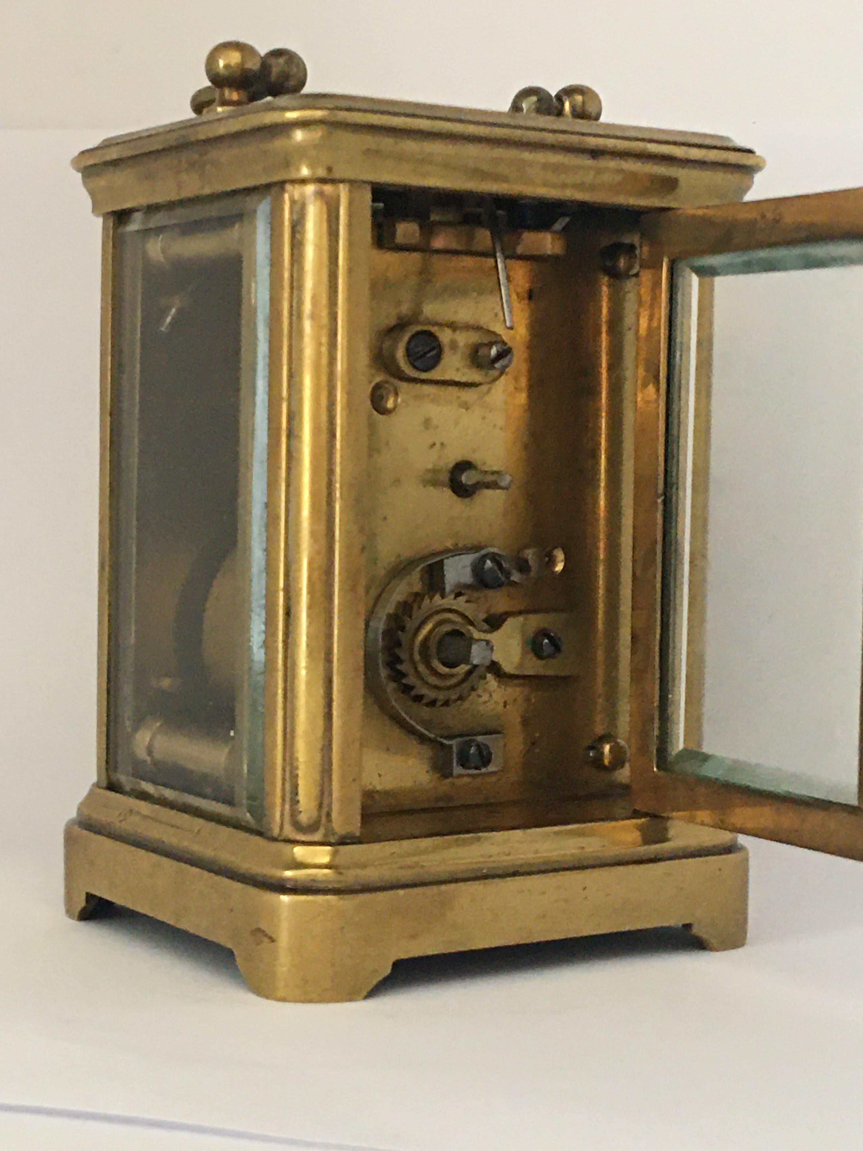 Antique Gold Plated and Glass Casing Miniature French Carriage Clock 6