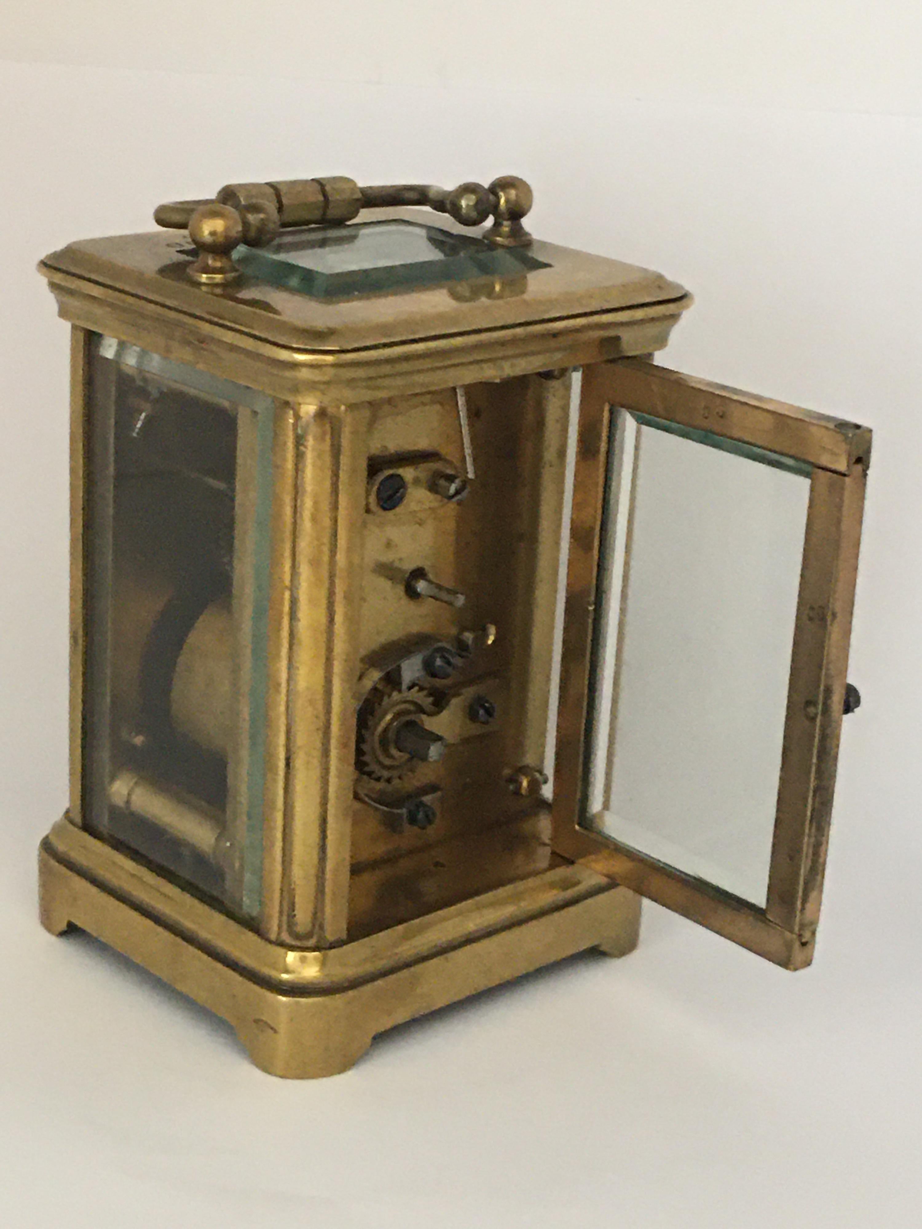 Antique Gold Plated and Glass Casing Miniature French Carriage Clock 10