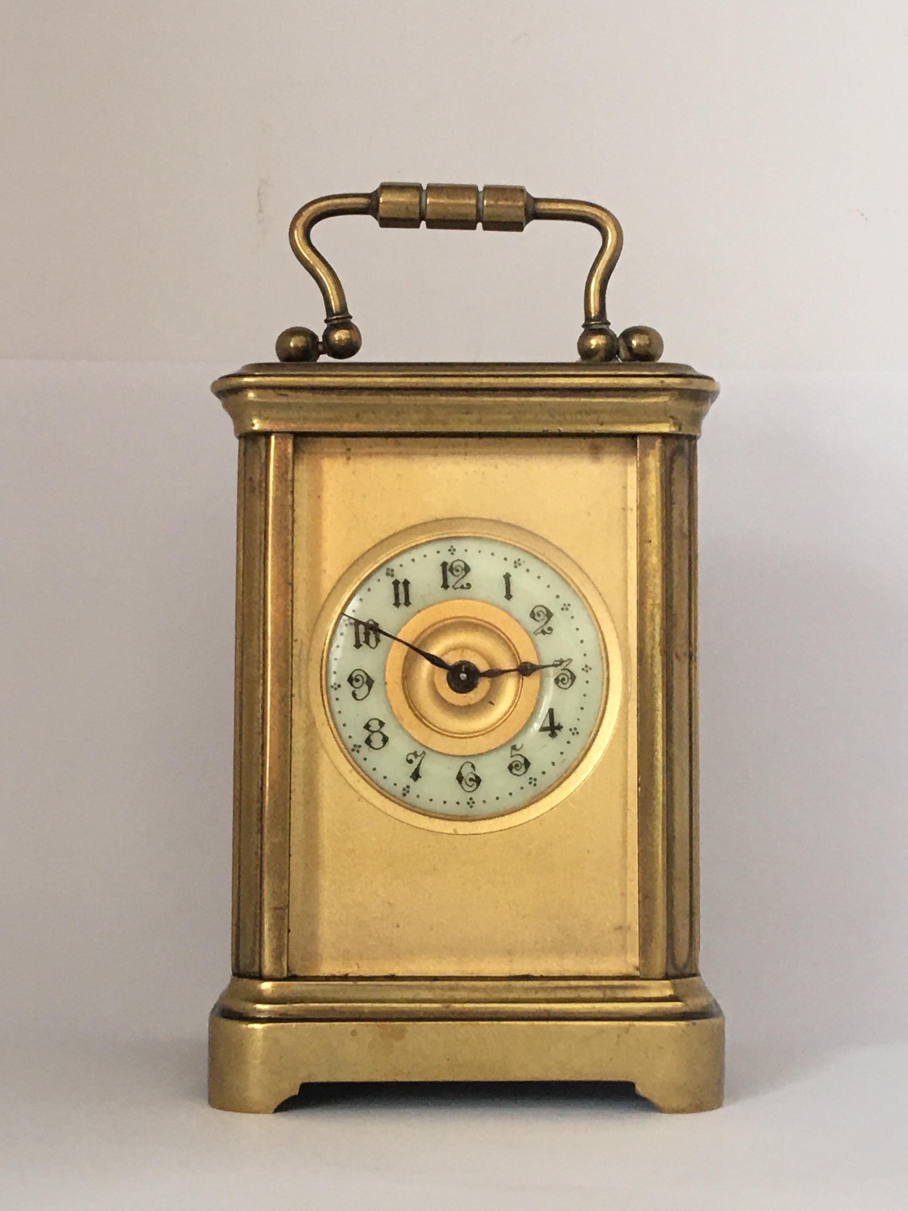 Antique Gold Plated and Glass Casing Miniature French Carriage Clock 14