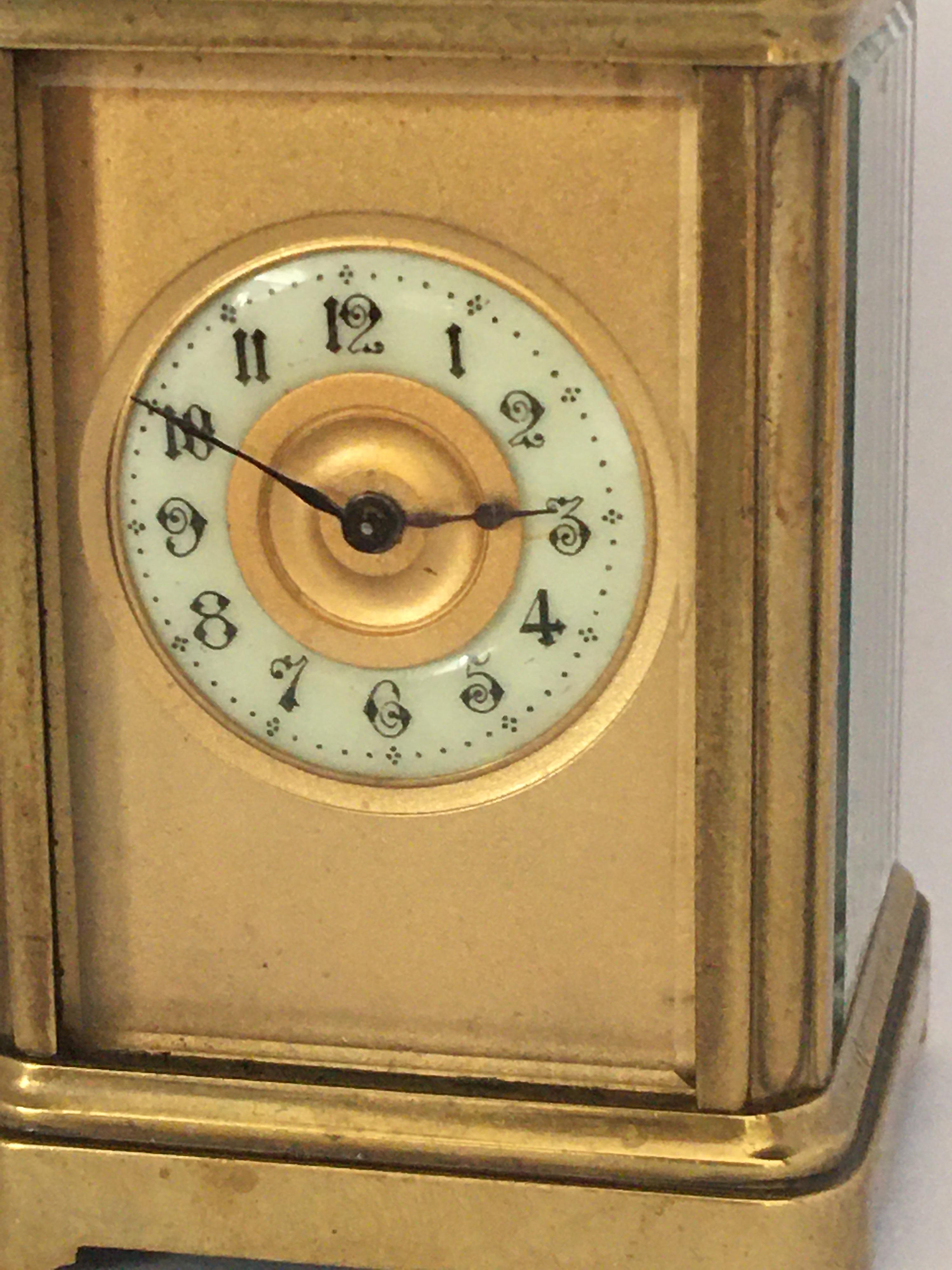 Antique Gold Plated and Glass Casing Miniature French Carriage Clock 2