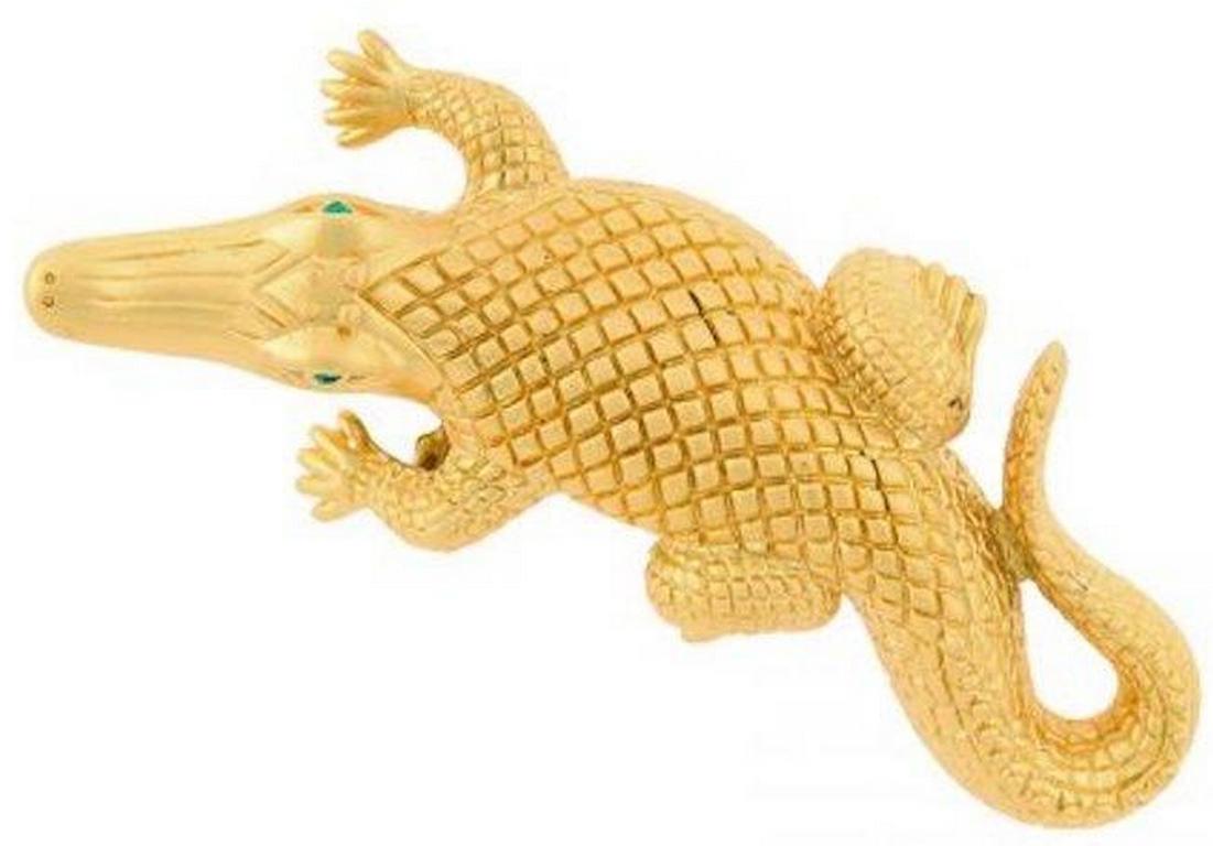 Antique Gold-Plated Bronze Stalking Alligators Belt Buckle John Landrum Bryant In New Condition For Sale In New York, NY