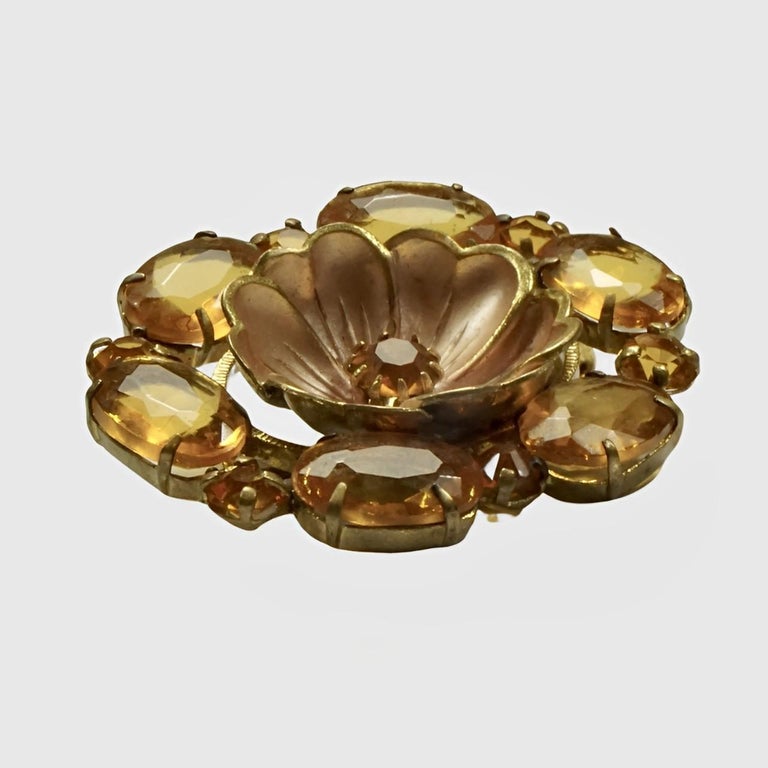 Broche Plaquée Or Avec Perle En Verre - Occasion, Bijou Vintage élégant