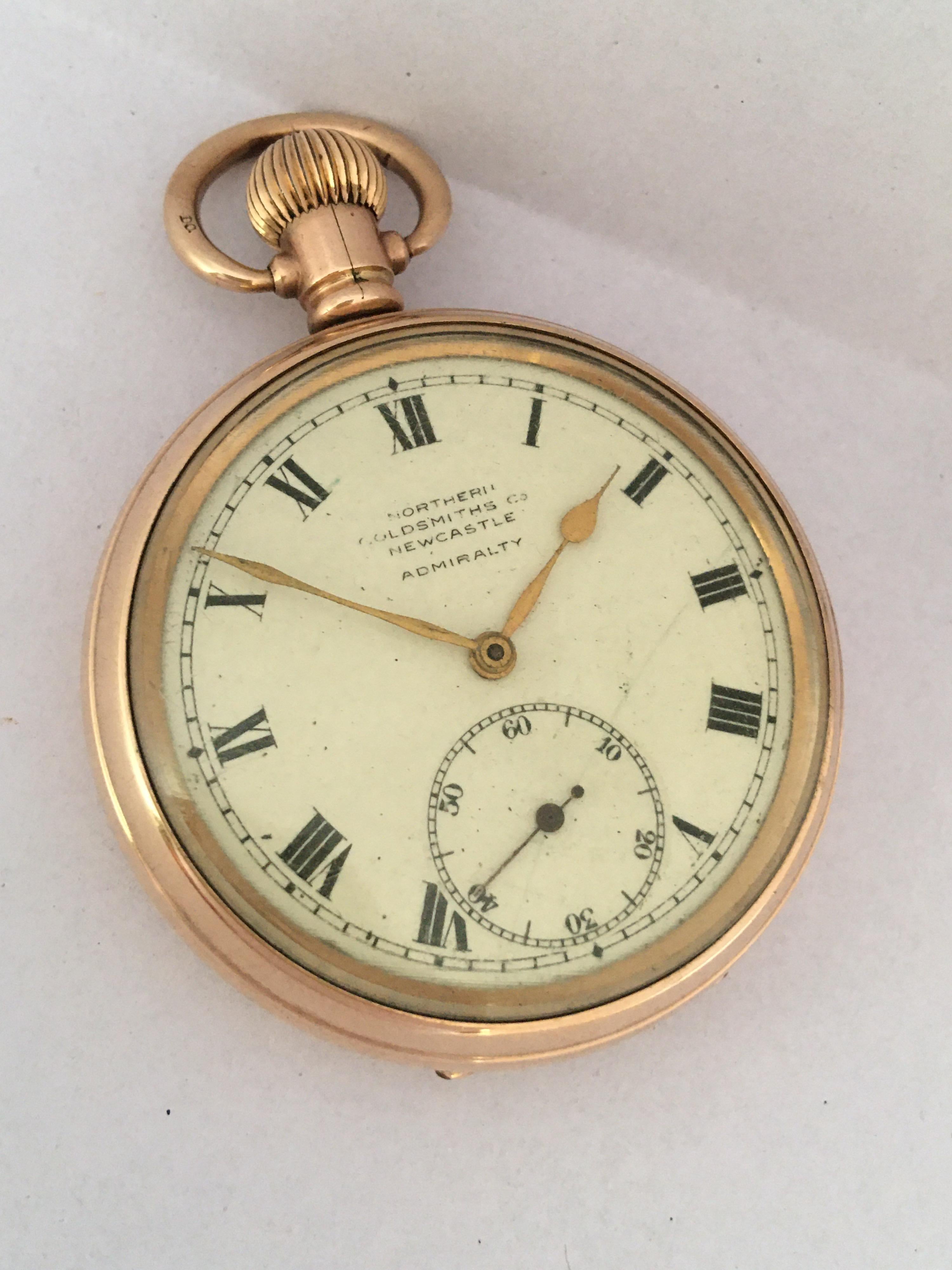 Antique Gold-Plated Dennison Case Swiss Hand Winding Pocket Watch For Sale 3
