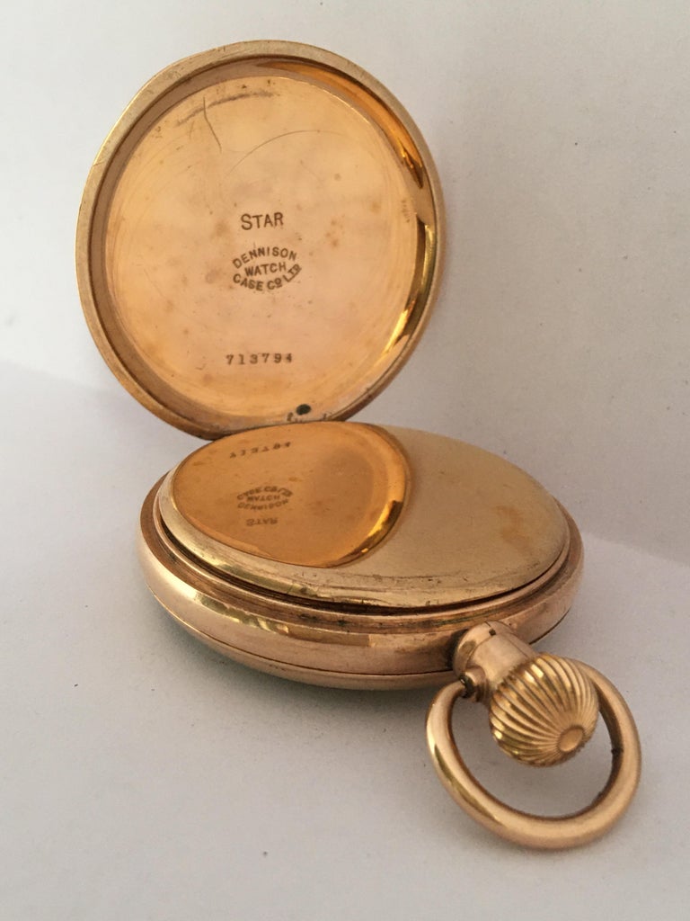 Antique GoldPlated Dennison Case Swiss Hand Winding Pocket Watch For