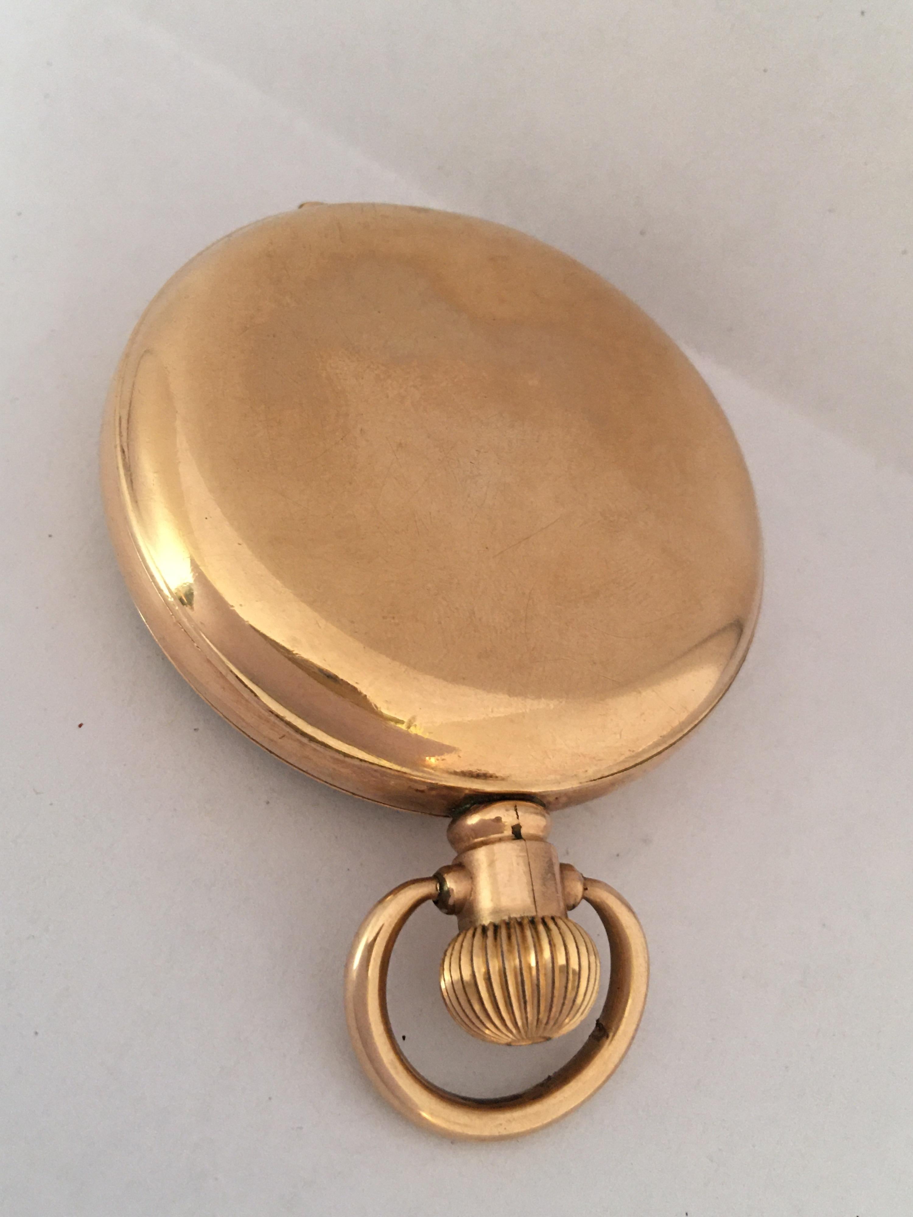 Antique Gold-Plated Dennison Case Swiss Hand Winding Pocket Watch For Sale 2