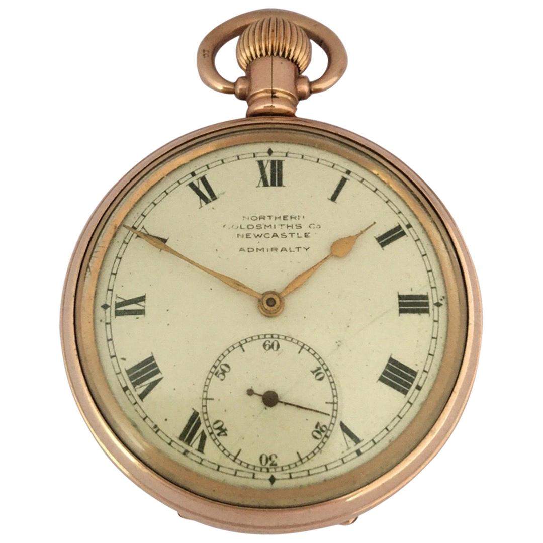Antique Gold-Plated Dennison Case Swiss Hand Winding Pocket Watch For Sale