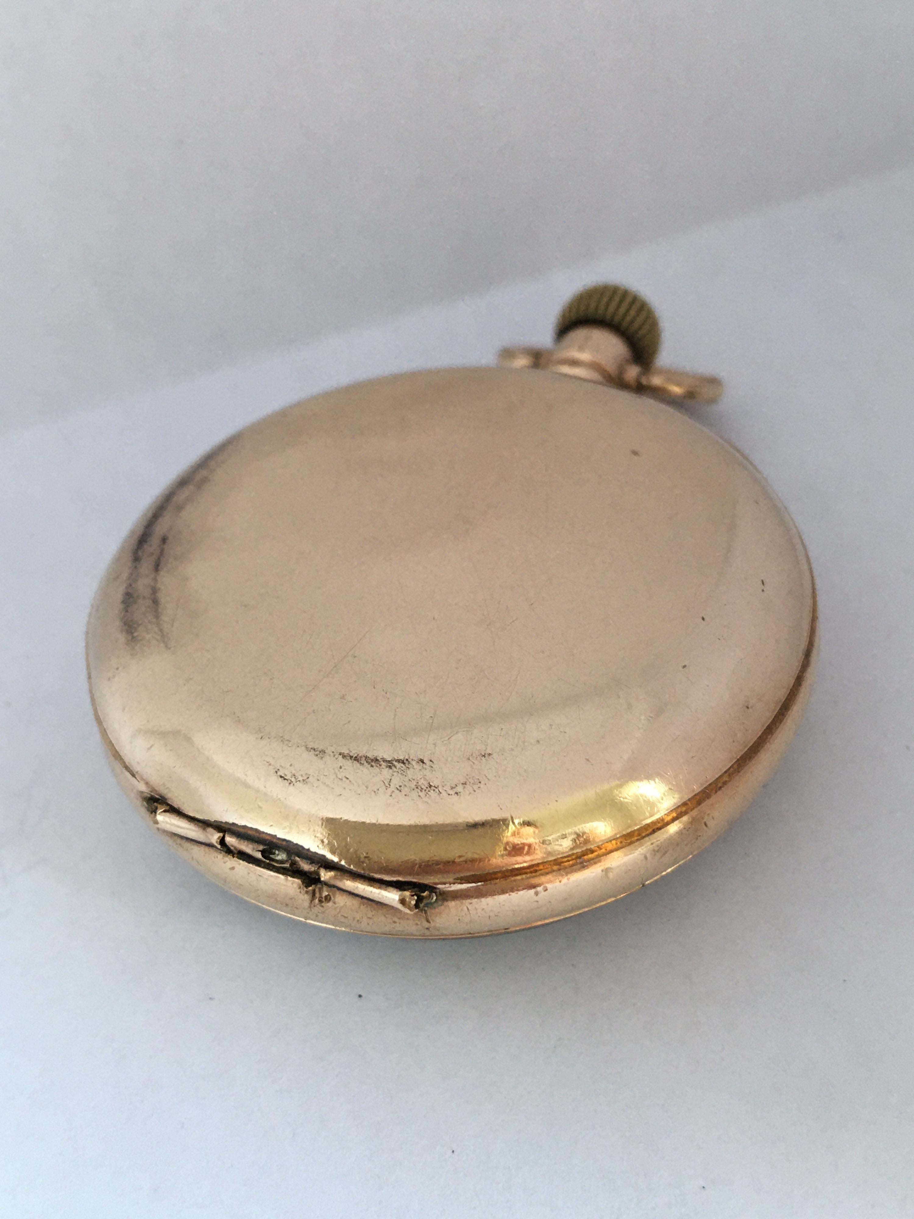 Antique Gold-Plated Dennison Case Waltham U.S.A Hand-Winding Pocket Watch For Sale 4