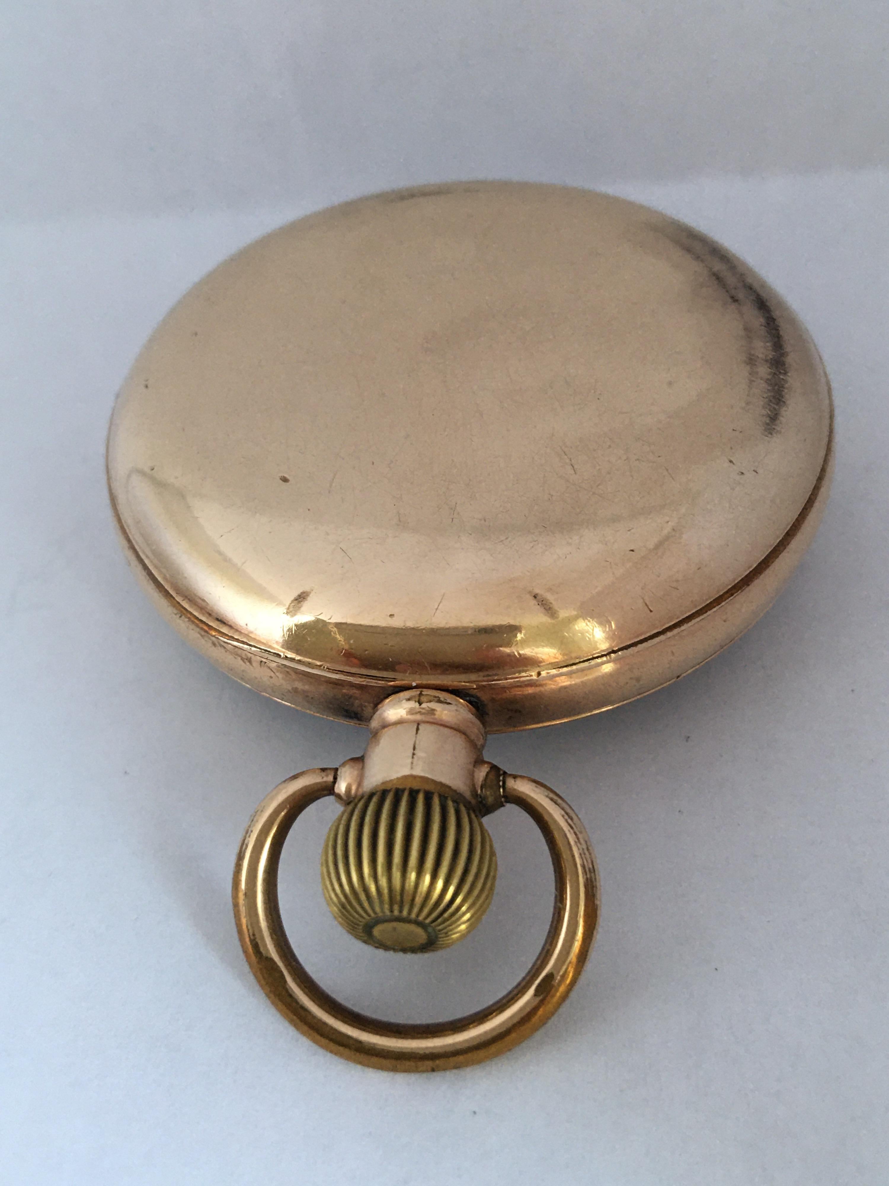 Antike vergoldete Dennison Case Waltham U.S.A Hand-Winding-Taschenuhr für Damen oder Herren im Angebot