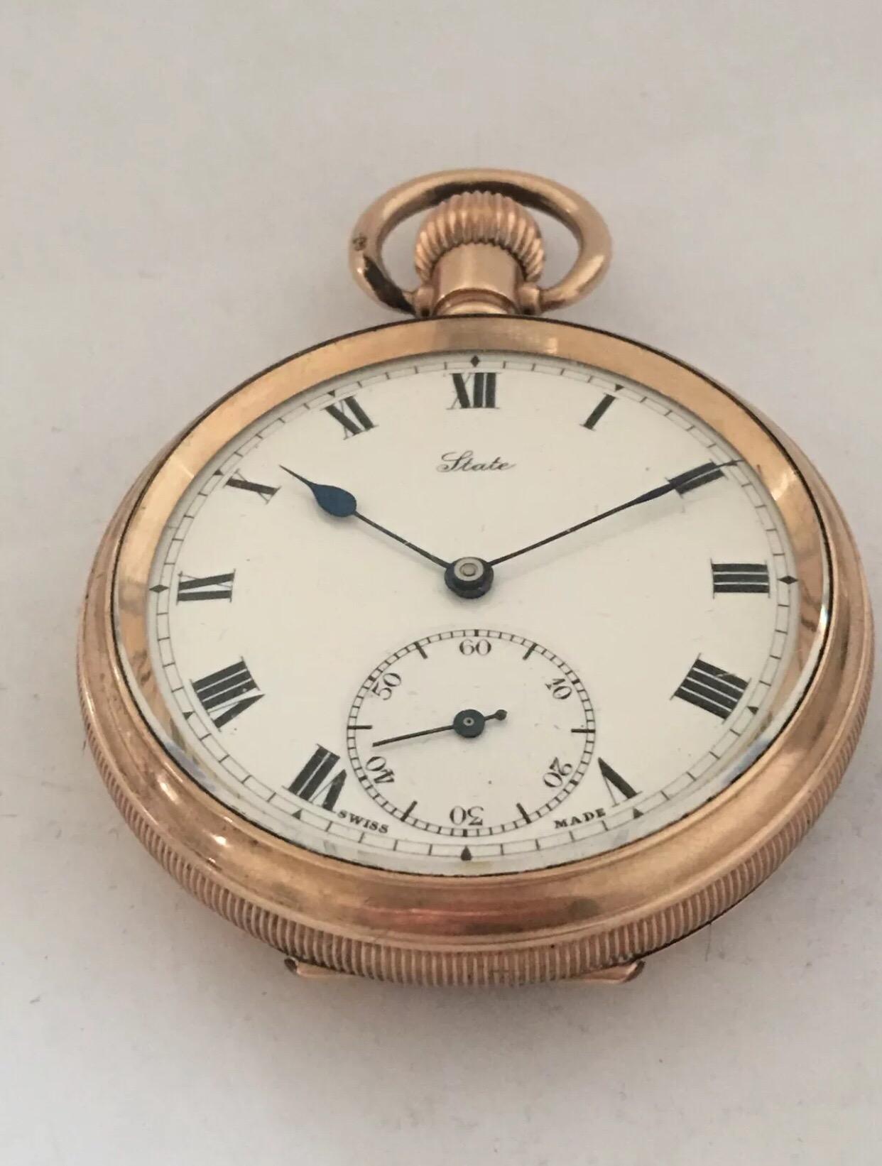 Antique Gold-Plated Dennison Cased Pocket Watch Signed 