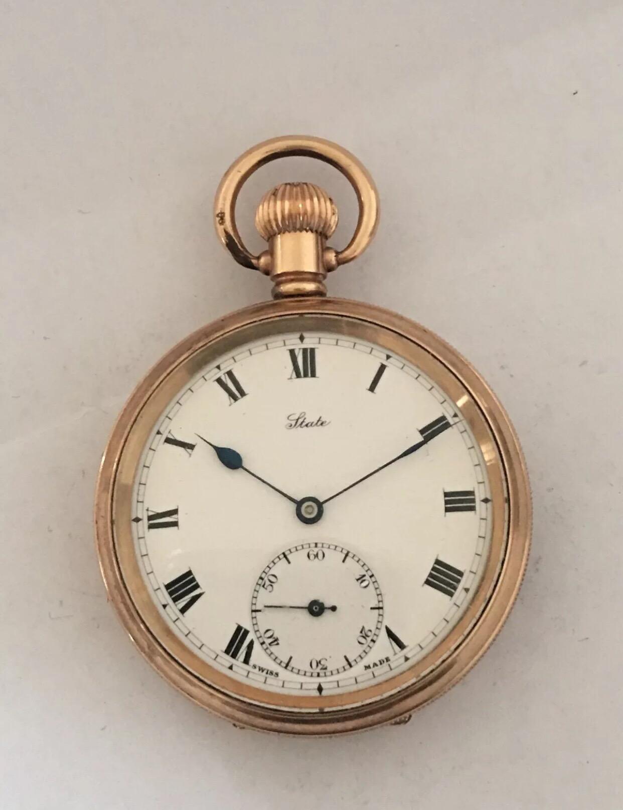 Antique Gold-Plated Dennison Cased Pocket Watch Signed 