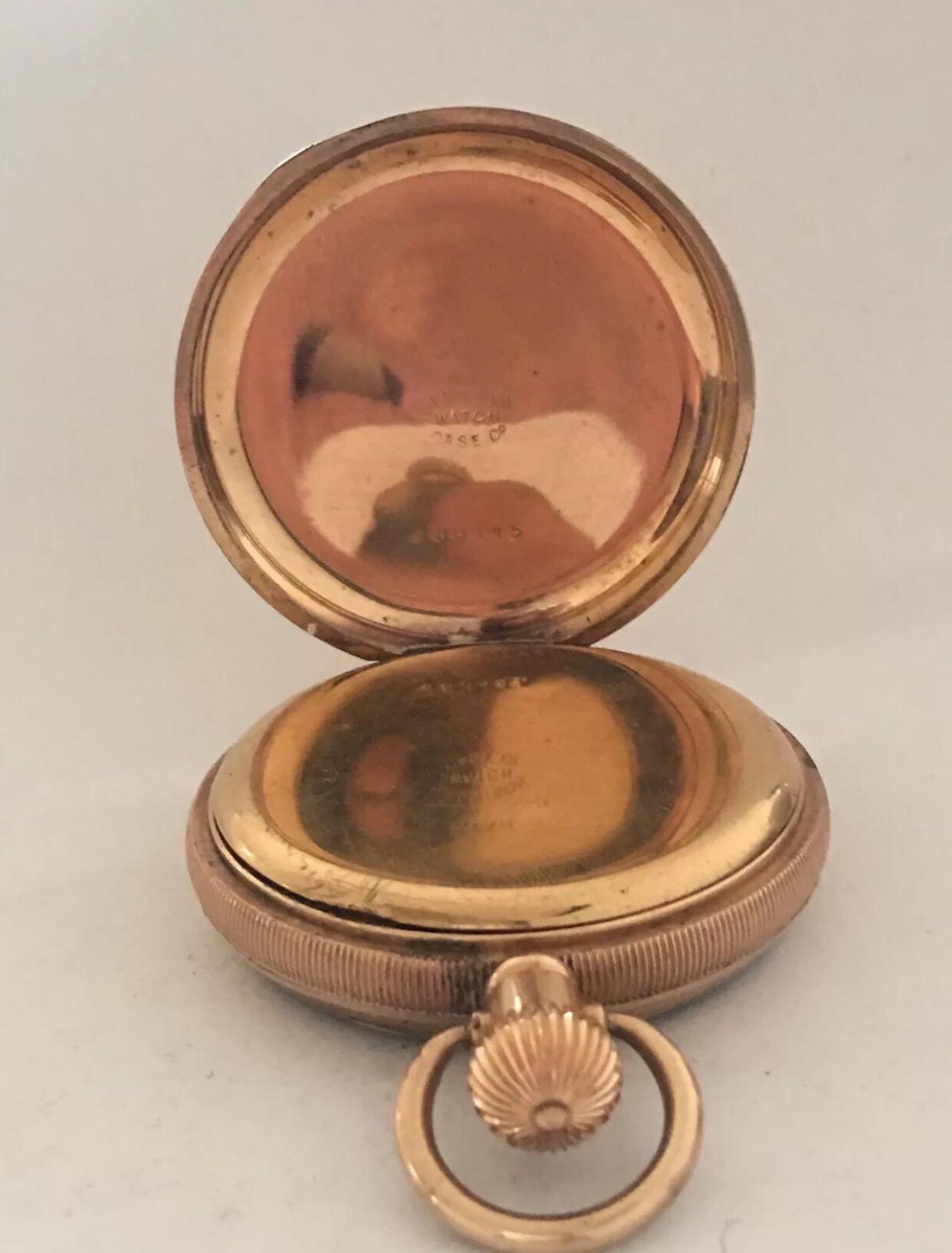 Antique Gold-Plated Dennison Cased Pocket Watch Signed 
