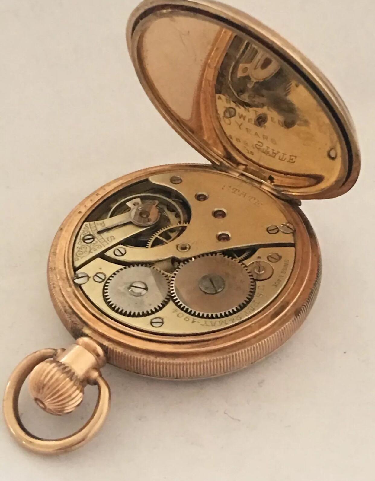 Women's or Men's Antique Gold-Plated Dennison Cased Pocket Watch Signed 