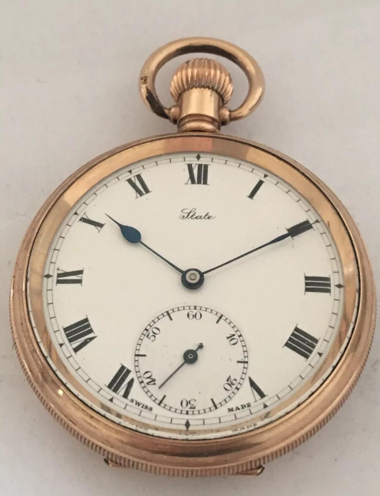 Antique Gold-Plated Dennison Cased Pocket Watch Signed 