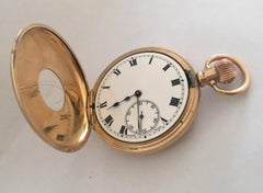 Antique Gold-Plated Dennison Cased Swiss Made Half Hunter Pocket Watch