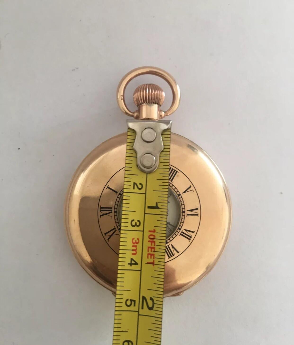 Antique Gold-Plated Dennison Cased Swiss Made Half Hunter Pocket Watch For Sale 2