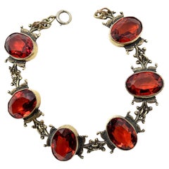 Bracciale antico in filigrana placcato oro e granato di assonite