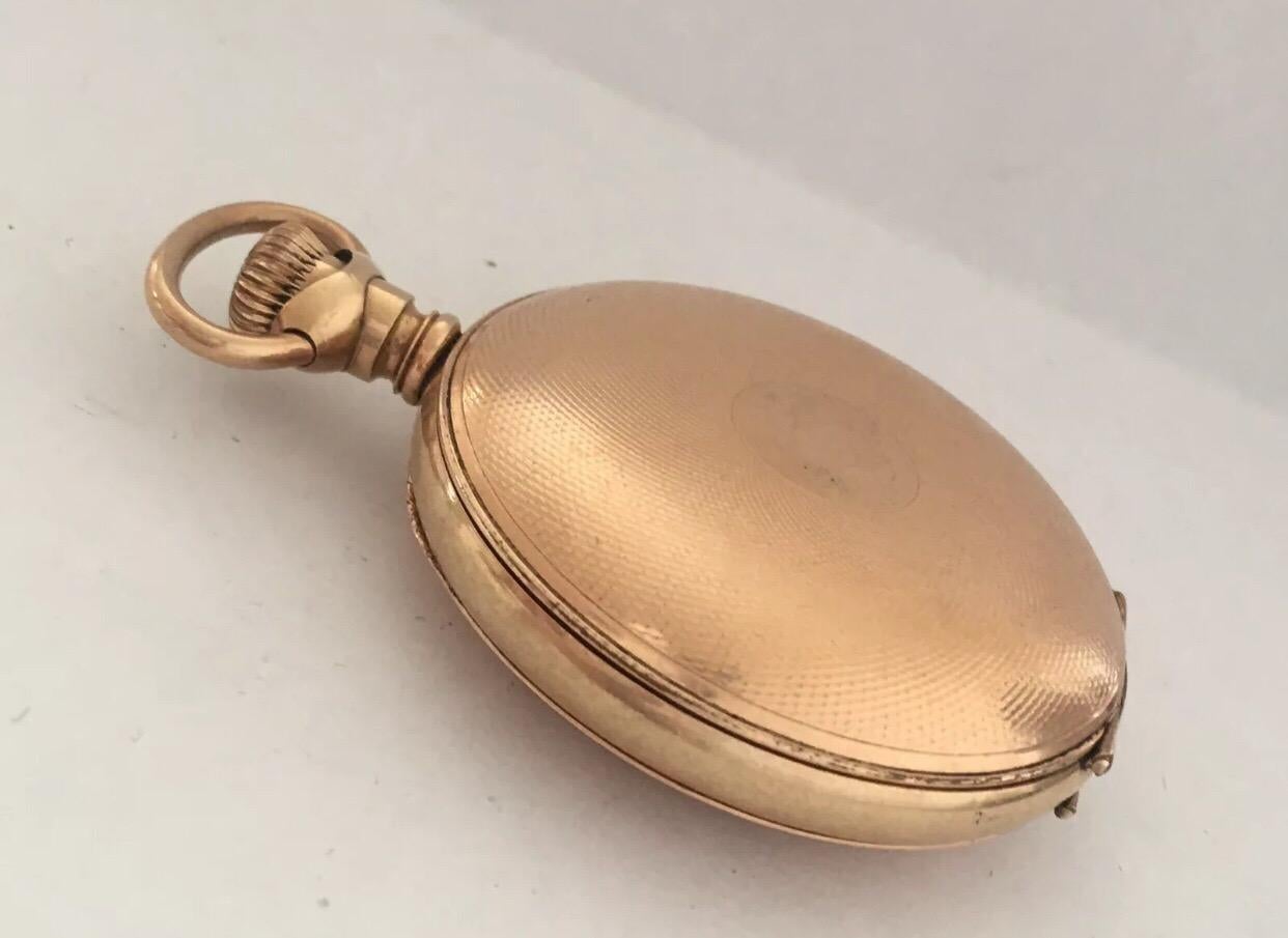 Antique Gold-Plated Full Hunter Cased Pocket Watch Signed Illinois Watch Case Co For Sale 5