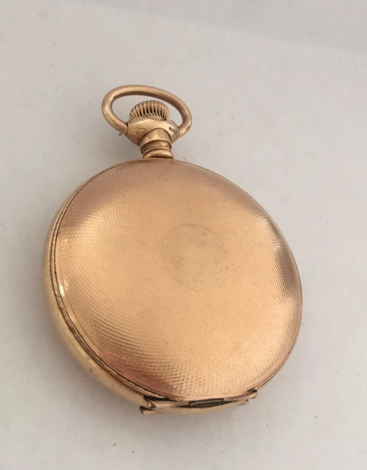 Montre de poche ancienne en plaqué or avec boîtier chasseur signée Illinois Watch Case Co État moyen - En vente à Carlisle, GB