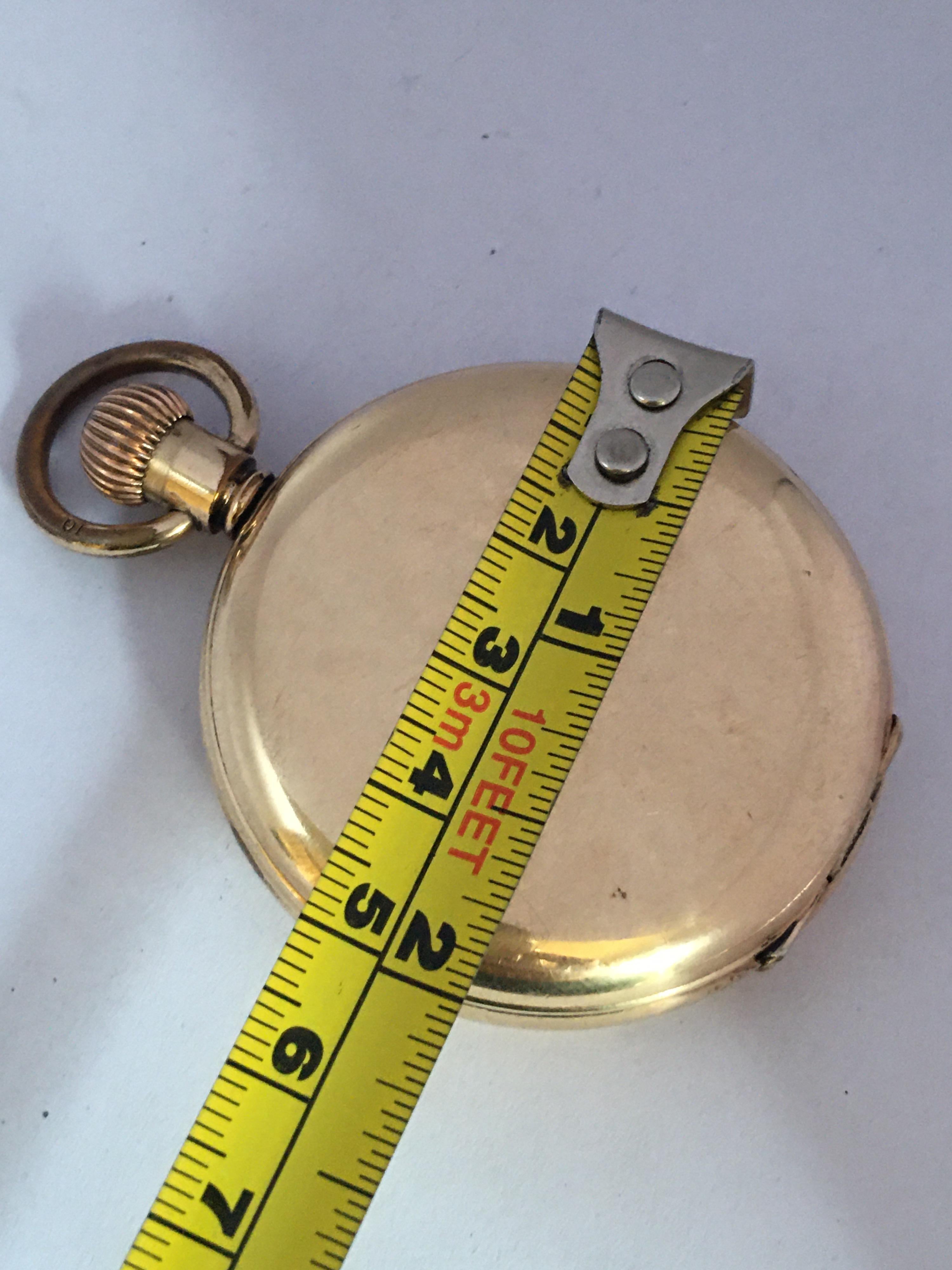 Antique Gold-Plated Full Hunter Cased Waltham Hand Winding Lever Pocket Watch 3