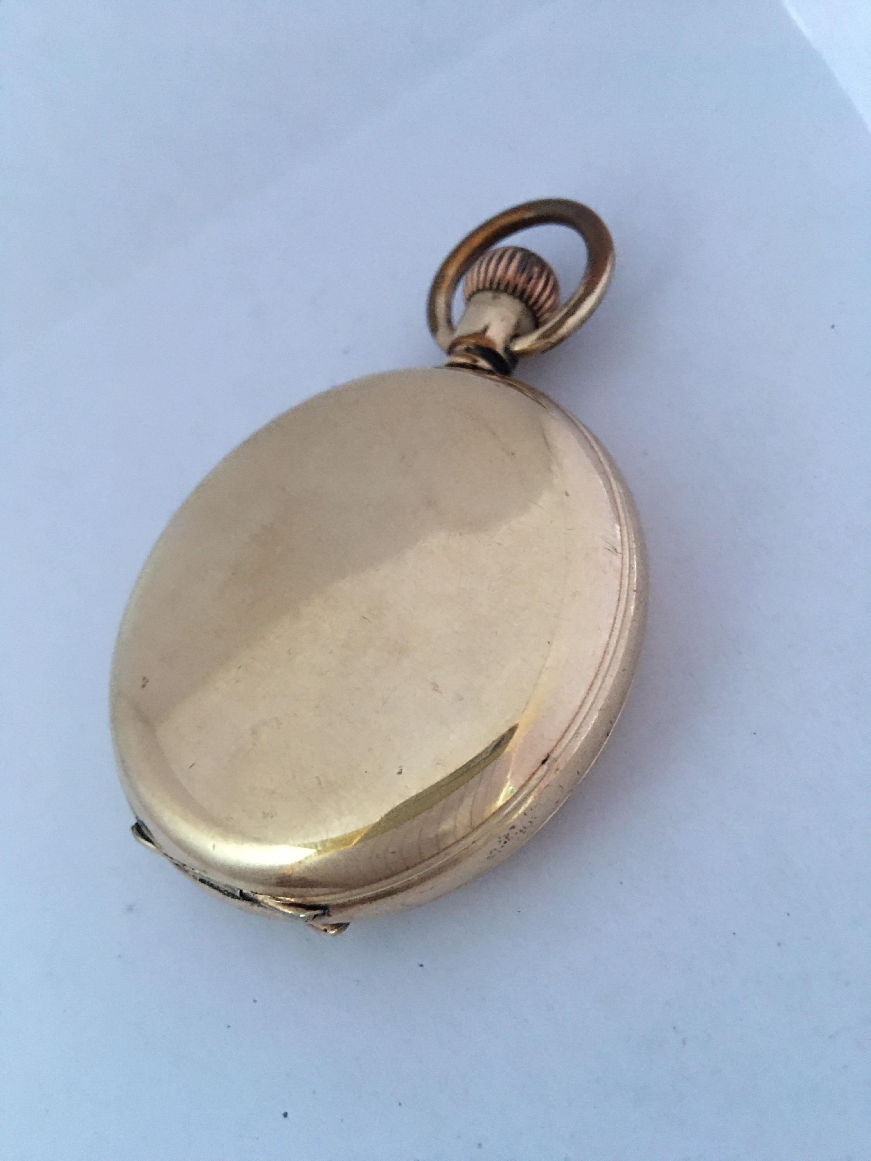 Antique Gold-Plated Full Hunter Cased Waltham Hand Winding Lever Pocket Watch 5