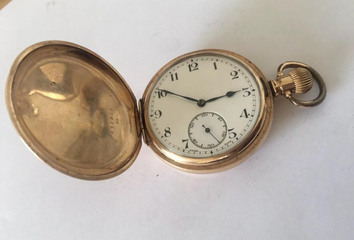 Antique Gold-Plated Full Hunter Dennison Case Pocket Watch 4