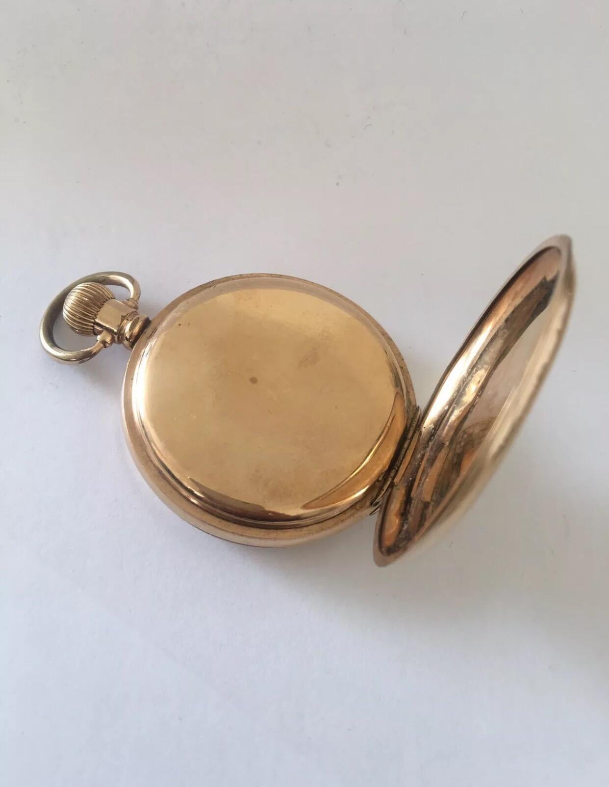 Women's or Men's Antique Gold-Plated Full Hunter Dennison Case Pocket Watch